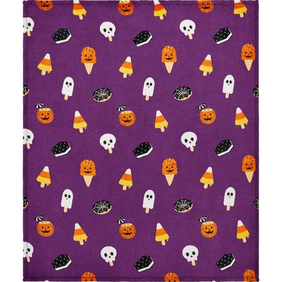 Halloween Spooky Treats Velvet Plush Throw Blanket 50" x 60" - Picture 1 of 10